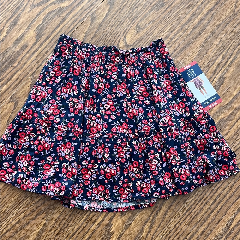 GAP Girls Tiered Skort- Navy and Pink Floral